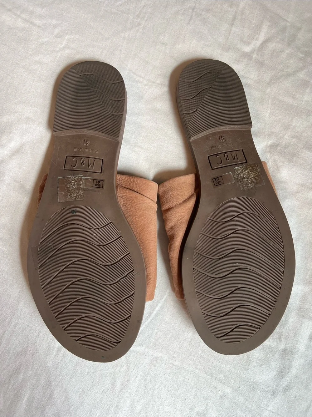 Natural Leather Slide Sandals